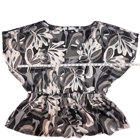 Apostrophe Top 24 Abstract Flowy Artsy Design Dolman Sleeve Boho Chic Blouse - Picture 3 of 10